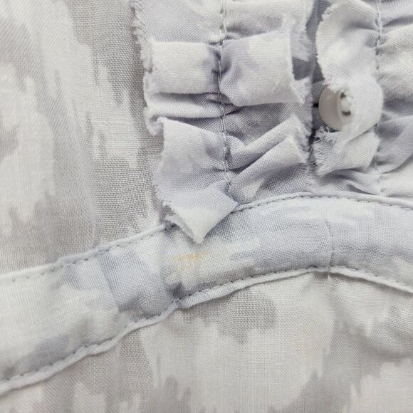 Calvin Klein Pullover Blouse Women's Medium Grey Short Sleeve Smocked Belted - Picture 10 of 10